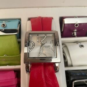 Kessaris Watch Rhinestone Numbers 7 Colored Soft Bands READ